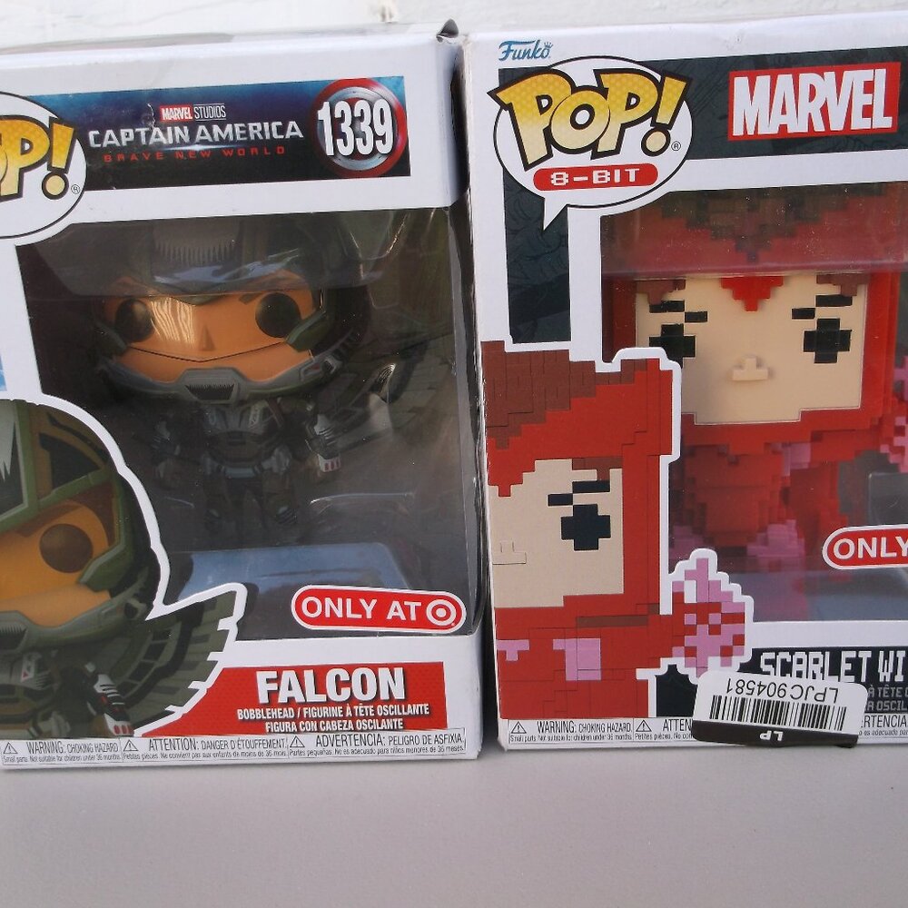 Funko Pop Marvel 8‑Bit Target Exclusives – Falcon #1339 & Scarlet Witch #1430